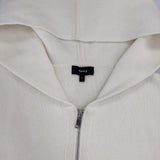 theory カシミヤ混 LANA CASH VARSITY HOODIE 定価46200円 ニットジップアップ パーカー 23AW オフホワイト レディース セオリー【中古】6-0813T∞