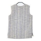 theory luxe ツイードトップス 定価35200円 FRANZ CREVON ノースリーブ ブラウス シャツ ホワイト ブルー レディース セオリーリュクス【中古】6-0701S∞