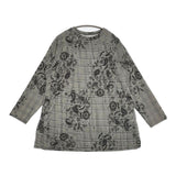 Wacoal カルソン グレンチェック ペイズリー フレア 長袖Ｔシャツ カットソー ロンＴ グレー ブラック レディース ワコール【中古】6-0618M∞