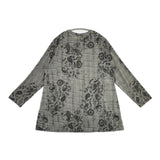 Wacoal カルソン グレンチェック ペイズリー フレア 長袖Ｔシャツ カットソー ロンＴ グレー ブラック レディース ワコール【中古】6-0618M∞