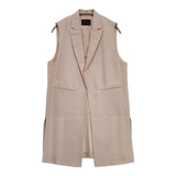 TOMORROWLAND collection ウールシルクタッサー ピークドラペルロングジレ ベスト 22AW ピンクベージュ レディース トゥモローランド【中古】6-0618M∞