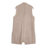 TOMORROWLAND collection ウールシルクタッサー ピークドラペルロングジレ ベスト 22AW ピンクベージュ レディース トゥモローランド【中古】6-0618M∞