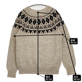 MARGARET HOWELL ノルディック柄 ウール サイズM 579-1260005 定価46200円 セーター ニット ベージュ ブラック メンズ マーガレットハウエル【中古】6-0908T♪