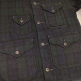 POST OVERALLS POST OʼALLS USA製 ウール ブラックウォッチ チェック ジャケット グリーン ネイビー メンズ ポストオーバーオールズ【中古】6-0817T∞