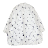 R&D.M.Co- OZ PRINT TYPEWRITER ROOMY SHIRT バンドカラ― チュニック オズの魔法使い ブラウス シャツ ホワイト ネイビー レディース オールドマンズテーラー【中古】6-0403M♪