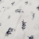 R&D.M.Co- OZ PRINT TYPEWRITER ROOMY SHIRT バンドカラ― チュニック オズの魔法使い ブラウス シャツ ホワイト ネイビー レディース オールドマンズテーラー【中古】6-0403M♪