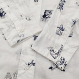 R&D.M.Co- OZ PRINT TYPEWRITER ROOMY SHIRT バンドカラ― チュニック オズの魔法使い ブラウス シャツ ホワイト ネイビー レディース オールドマンズテーラー【中古】6-0403M♪