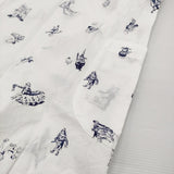 R&D.M.Co- OZ PRINT TYPEWRITER ROOMY SHIRT バンドカラ― チュニック オズの魔法使い ブラウス シャツ ホワイト ネイビー レディース オールドマンズテーラー【中古】6-0403M♪