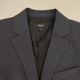 theory ウール混 サイズ0 CROP BOXY SB JKT TRACEABLE WOOL 紺ブレ テーラードジャケット ネイビー レディース セオリー【中古】6-0817T∞
