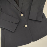 theory ウール混 サイズ0 CROP BOXY SB JKT TRACEABLE WOOL 紺ブレ テーラードジャケット ネイビー レディース セオリー【中古】6-0817T∞