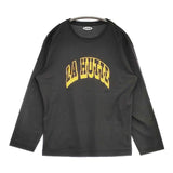 La Hutte シルケットスムースプリントLS TEE 定価8800円 LH52-CST-4SS 長袖Ｔシャツ カットソー ロンＴ ブラック レディース ラユット【中古】6-0520M∞