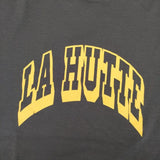 La Hutte シルケットスムースプリントLS TEE 定価8800円 LH52-CST-4SS 長袖Ｔシャツ カットソー ロンＴ ブラック レディース ラユット【中古】6-0520M∞