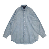 RALPH LAUREN BIG FIT ポケット付き BDシャツ ボタンダウン サイズM 長袖シャツ ライトブルー メンズ ラルフローレン【中古】6-0320M♪