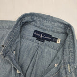 RALPH LAUREN BIG FIT ポケット付き BDシャツ ボタンダウン サイズM 長袖シャツ ライトブルー メンズ ラルフローレン【中古】6-0320M♪