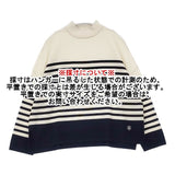 ORCIVAL メリノウール ボーダーニットプルオーバー ハイネック セーター ニット アイボリー ネイビー レディース オーシバル/オーチバル【中古】6-0817T∞