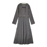 AMERI BELTED TUCK PLEATS DRESS プリーツドレス ベルト付き ワンピース グレー レディース アメリ【中古】6-0817T∞