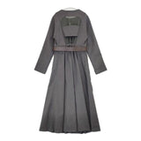 AMERI BELTED TUCK PLEATS DRESS プリーツドレス ベルト付き ワンピース グレー レディース アメリ【中古】6-0817T∞