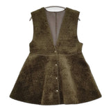 Ameri VINTAGE BOA V NECK REVERSIBLE PEPLUM VEST 0125206960690 リバーシブル ボア ベスト カーキ レディース アメリヴィンテージ【中古】6-0309T♪