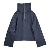 CLANE ROLL NECK WIDE SHIRT スタンドカラーシャツ 15122-4182 サイズ2 定価24200円 長袖シャツ ネイビー レディース クラネ【中古】6-0424M♪