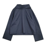 CLANE ROLL NECK WIDE SHIRT スタンドカラーシャツ 15122-4182 サイズ2 定価24200円 長袖シャツ ネイビー レディース クラネ【中古】6-0424M♪