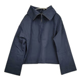 CLANE ROLL NECK WIDE SHIRT スタンドカラーシャツ 15122-4182 サイズ2 定価24200円 長袖シャツ ネイビー レディース クラネ【中古】6-0424M♪