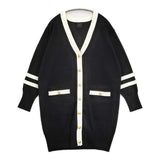 Spick and Span ラインロングカーディガン ニット 金ボタン 定価19800円 22AW ブラック ホワイト レディース スピックアンドスパン【中古】6-0424T♪