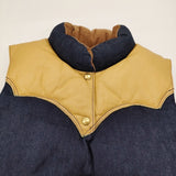 Rocky Mountain Women's Down Vest DENIM-INDIGO デニムインディゴ レザー サイズ9/10 定価47300円 ダウンベスト ネイビー ベージュ レディース ロッキーマウンテン【中古】6-0914T♪