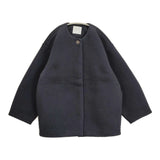 UNFILO ボンディング フォルムコート サイズXL 定価16990円 CMURGW0505 ノーカラー コート 25AW ネイビー レディース アンフィーロ【中古】6-0309T♪