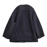 UNFILO ボンディング フォルムコート サイズXL 定価16990円 CMURGW0505 ノーカラー コート 25AW ネイビー レディース アンフィーロ【中古】6-0309T♪