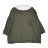 Hands of creation 天竺プレーンポケットT リネン 日本製 サイズF Ｔシャツ カットソー カーキ レディース ハンズオブクリエイション【中古】6-0511M△
