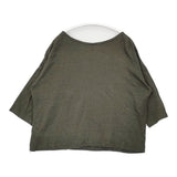 Hands of creation 天竺プレーンポケットT リネン 日本製 サイズF Ｔシャツ カットソー カーキ レディース ハンズオブクリエイション【中古】6-0511M△