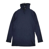 mizuiro-ind コットンウール ハイネック 長袖Ｔシャツ カットソー ロンＴ ネイビー レディース ミズイロインド【中古】6-0625M∞