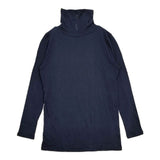 mizuiro-ind コットンウール ハイネック 長袖Ｔシャツ カットソー ロンＴ ネイビー レディース ミズイロインド【中古】6-0625M∞