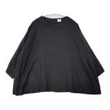 tumugu コットンリネン プルオーバー バックボタン ワイドシルエット サイズF ブラウス シャツ ブラック レディース ツムグ【中古】6-0511M△