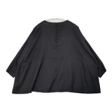 tumugu コットンリネン プルオーバー バックボタン ワイドシルエット サイズF ブラウス シャツ ブラック レディース ツムグ【中古】6-0511M△