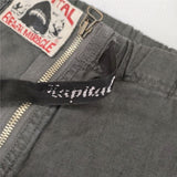 KAPITAL beach miracle カーゴパンツ 切替 リネンコットン 1 S サルエルパンツ チャコールグレー レディース キャピタル【中古】6-0510M∞
