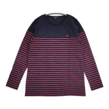 BURBERRY LONDON チュニック ワンポイント ボーダー 長袖Ｔシャツ カットソー ロンＴ ネイビー レッド レディース バーバリーロンドン【中古】6-0708M∞