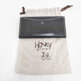 HENRY CUIR ロングウォレット レザー 革 犬 刺繍 長財布 ブラック レディース アンリークイール【中古】6-0318G◎
