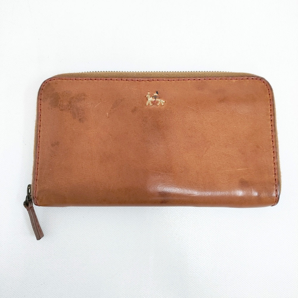 tgazaz 　HENRY CUIR 長財布 アンリークイールHENRY CUIR レザーストラップ長財布 茶 (K-156431)