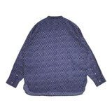 ARMEN CAMBRIC SMALL FLOWER PRINT コットン インド製 バンドカラー 長袖シャツ ブルー ホワイト レディース アーメン【中古】6-0708M∞