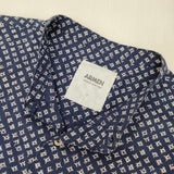 ARMEN CAMBRIC SMALL FLOWER PRINT コットン インド製 バンドカラー 長袖シャツ ブルー ホワイト レディース アーメン【中古】6-0708M∞
