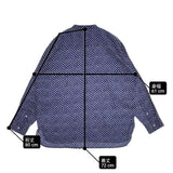 ARMEN CAMBRIC SMALL FLOWER PRINT コットン インド製 バンドカラー 長袖シャツ ブルー ホワイト レディース アーメン【中古】6-0708M∞