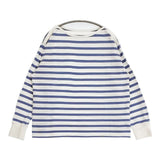 nest Robe ラッセルボーダースクエアトッププルオーバー 定価16500円 01251-1071 長袖Ｔシャツ カットソー ロンＴ 25SS ホワイト ブルー レディース ネストローブ【中古】6-0708M∞