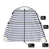 nest Robe ラッセルボーダースクエアトッププルオーバー 定価16500円 01251-1071 長袖Ｔシャツ カットソー ロンＴ 25SS ホワイト ブルー レディース ネストローブ【中古】6-0708M∞