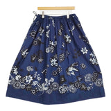 45R/45rpm 不死鳥プリントのスカート（インディゴ） 定価79200円 ギャザー ロングスカート ネイビー レディース フォーティーファイブアールピーエム【中古】6-0314G♪