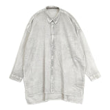 TAKARAJIMA SENKOU ワイドシャツ 定価26400円 コットンウール 染め 長袖シャツ グレー レディース 宝島染工【中古】6-0523M∞