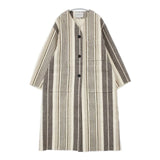 LUV OUR DAYS ノーカラー ストライプ ウール コート ベージュ レディース ラブアワーデイズ【中古】6-0722T∞