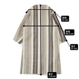 LUV OUR DAYS ノーカラー ストライプ ウール コート ベージュ レディース ラブアワーデイズ【中古】6-0722T∞