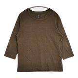 homspun 151-6450 天竺7分袖Tシャツ コットン サイズL カットソー カーキ レディース ホームスパン【中古】6-0510M∞
