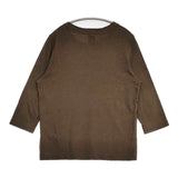 homspun 151-6450 天竺7分袖Tシャツ コットン サイズL カットソー カーキ レディース ホームスパン【中古】6-0510M∞